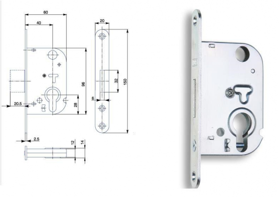 HOBES K 132 serrure zinc blanc