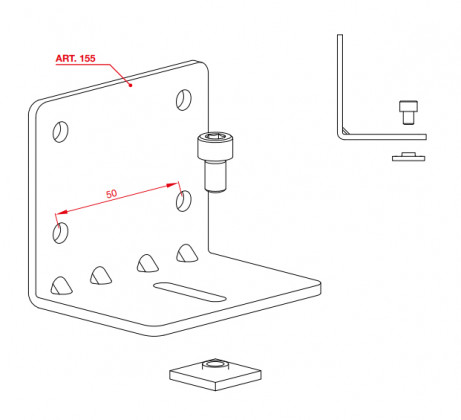TERNO porte coulissante intérieure 40-80kg, art. S.155-ZN support guide supérieu TERNO porte coulissante intérieure 40-80kg, art. S.155-ZN support guide supérieu