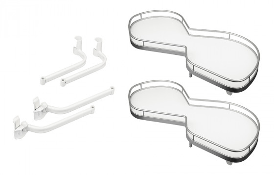 KES 235012 LeMans II, étagere d'angle, Arena Classic, 450mm, De - blanc/argent