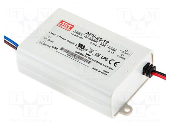 Alimentation électrique MEAN WELL APV-25-12, 12V, 25W, IP42