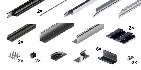 HAWA 31518 Folding Concepta III 20/25 kit de guidage 4 vantaux argenté pour boît