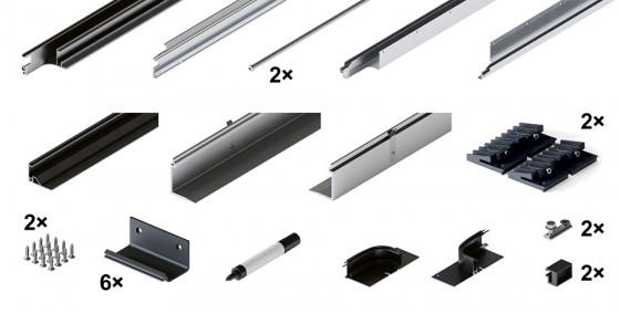 HAWA 31525 Folding Concepta III 20/25 kit de guidage 4 vantaux noir encastré