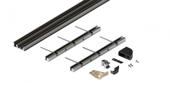 HAWA 52089 Folding Concepta III profil inférieur coffre pour 2 portes argenté