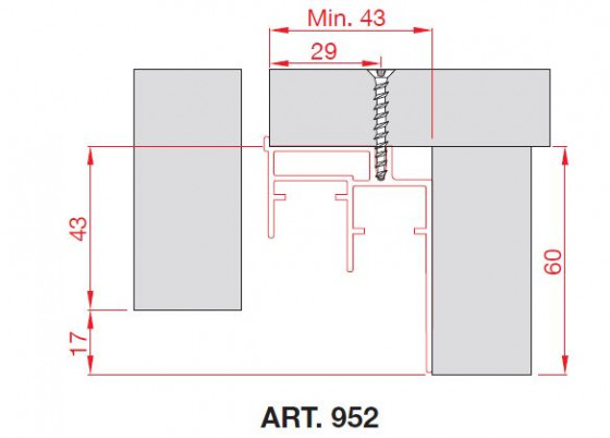 TERNO profil inférieur 952/N 3m alu brossé noir