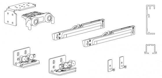 TERNO Magic Living ensemble de ferrures pour porte bois appliquée 1800mm, alu an