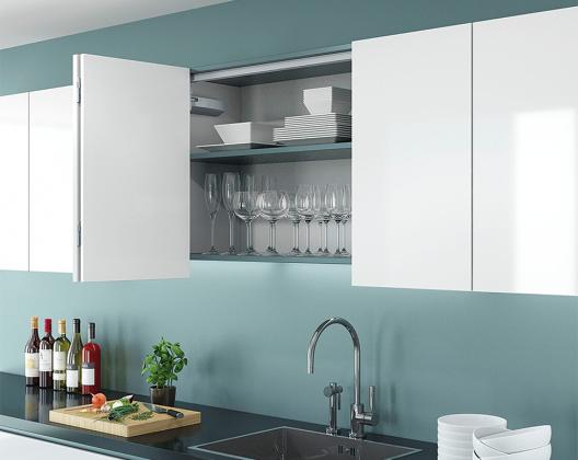 K-HETTICH WingLine S, porte légere, sans guide inférieur, 1800mm, 6 charnieres S