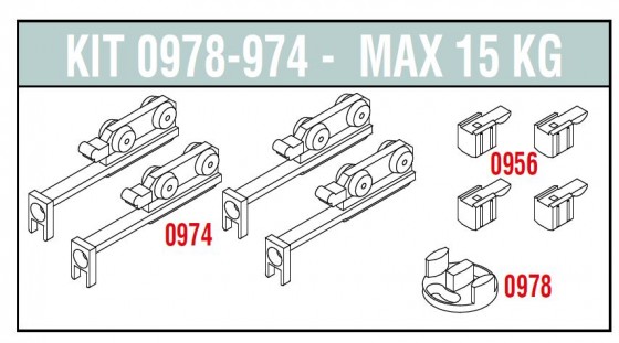 SISCO 978/974 ensemble de ferrures pour verre 2 vantaux