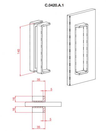 TERNO C.0420.A.1 poignée coquille argent vernis