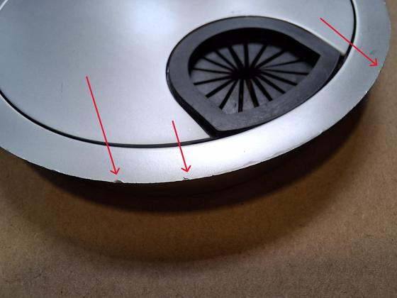 STRONG Passe-câble métal 80 mm aluminium - ENDOMMAGÉ