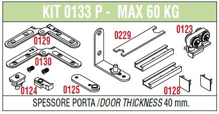 SISCO jeu de ferrures pour portes intérieures épaisseur 40mm 133P