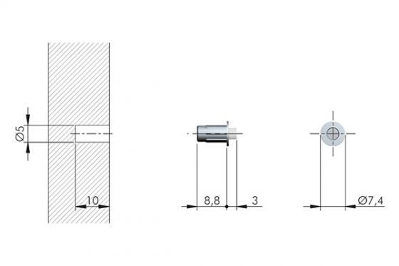 IF-amortisseur de porte a visser Flex 5mm 10x3mm gris