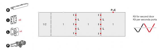 TERNO Versatile set,for sliding double-wing,(30)40kg,hinges+magnets,2400mm,black