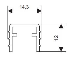 S-S50 moulure sup. encastrable alu brut 2m S-S50 moulure sup. encastrable alu brut 2m