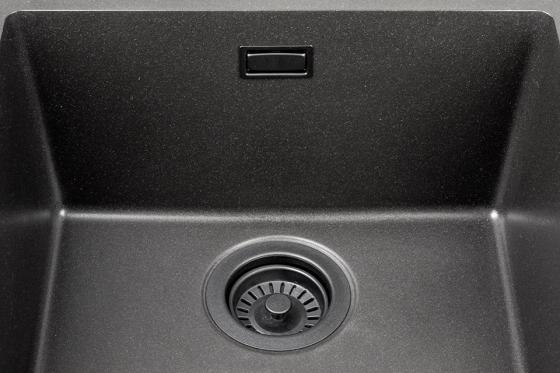 StrongSinks S3 Siphon gain de place pour évier granit, valve passoire noire