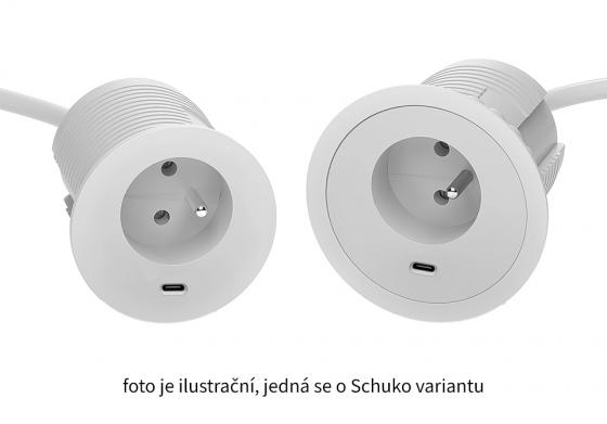 VersaTag prise électrique 1x 230V Schuko, 1x USB C, blanc