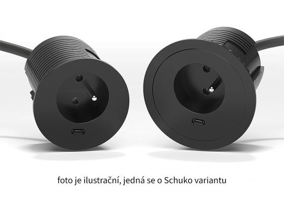VersaTag prise électrique 1x 230V Schuko, 1x USB C, noir