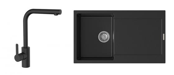 StrongSinks S3 : Évier Zala 860x500?mm + Robinet Ipoly Noir Mat