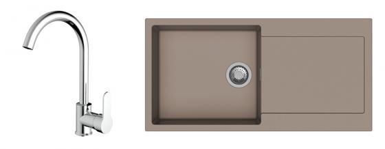 StrongSinks évier Zala 1000x500 marron + robinet Seina chrom