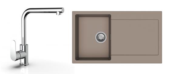StrongSinks S3 évier granit Zala 860x500 brun + robinet Stréva L chromé