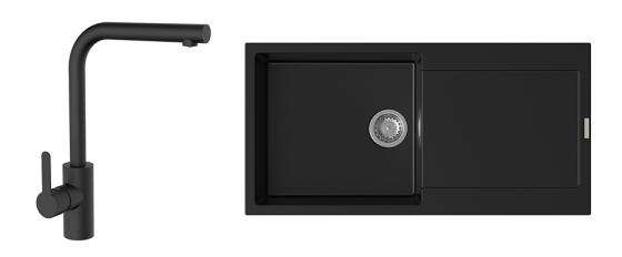 StrongSinks S3 évier granit Zala 1000x500mm noir + robinet Ipoly L noir