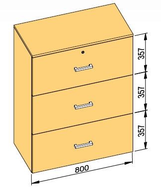 K-BBP classeur type R3 pour largeur intérieure 762mm/390mm, hauteur 1076mm sans