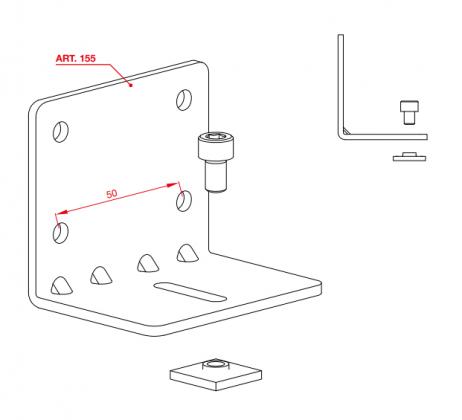 TERNO porte coulissante intérieure 40-80kg, art. S.155-ZN support guide supérieu