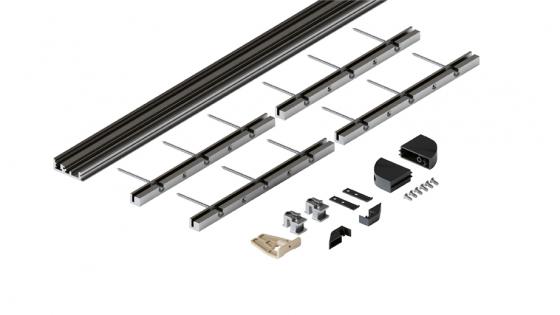HAWA 52091 Folding Concepta III profil inférieur coulissant pour 4 portes argent