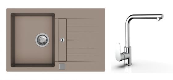 StrongSinks S3 Set dřez Vardar 780 780x500mm granit béžová+ Baterie  Stréva chr.