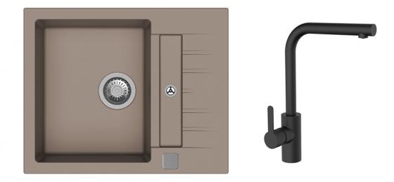 StrongSinks S3 Set sink Vardar 615,615x500mm,gran.brown+mixer tap Ipoly,black