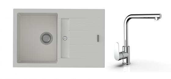 StrongSinks S3 Set dřez Vardar 780 780x500mm granit bílá + Baterie  Stréva chr.