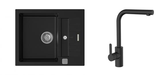 StrongSinks S3 Set dřez Vardar 615 615x500mm granit černá + Baterie Ipoly černá