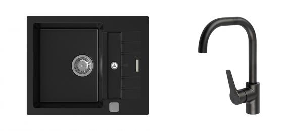 StrongSinks S3 Set sink Vardar 615,615x500mm,gran.black+mixer tap Garonne,black