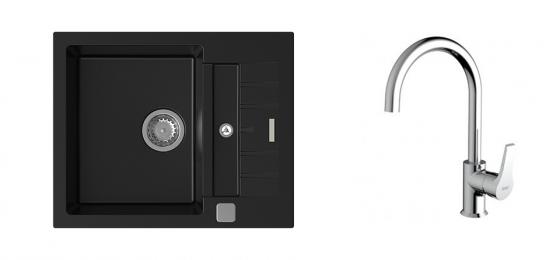 StrongSinks S3 Set sink Vardar 615,615x500mm,gran.black+mixer tap Rhona,chr.