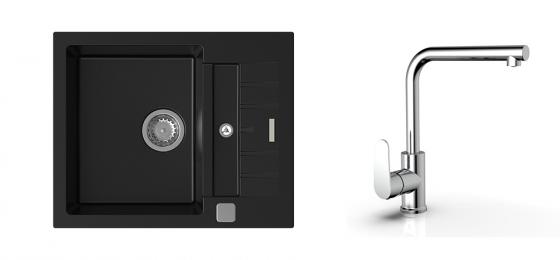 StrongSinks S3 Set sink Vardar 615,615x500mm,gran.black+mixer tap Stréva,chr.
