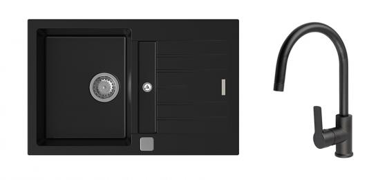 StrongSinks S3 Set sink Vardar 780,780x500mm,gran.black+mixer tap Loira,black