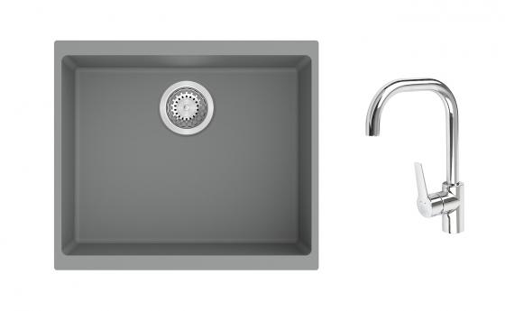 K-StrongSinks S3 Set dřez Hron 530x460mm granit šedá + Baterie Garonne chrom