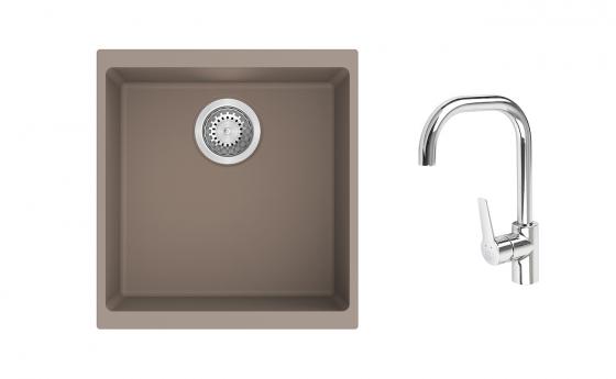 K-StrongSinks S3 Set dřez Hron 430x460mm granit béžová + Baterie Garonne chrom