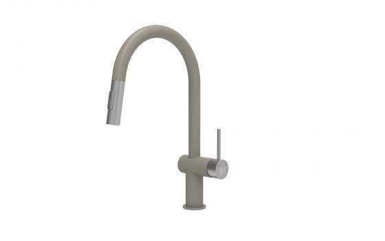StrongSinks S3 Sink mixer tap Neris with pull-out sprayer, beige+ss satin