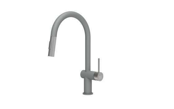 StrongSinks S5 Sink mixer tap Neris with pull-out sprayer, grey