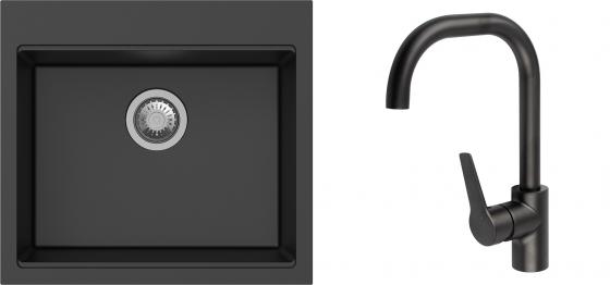 K-StrongSinks S3 Set dřez Ipel 560x510mm granit černá + Baterie Garonne černá
