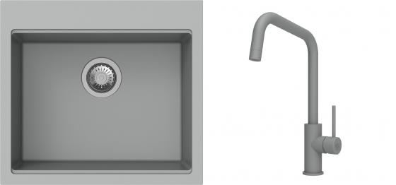 K-StrongSinks S3 Set dřez Ipel 560x510mm granit šedá + Baterie Arda šedá