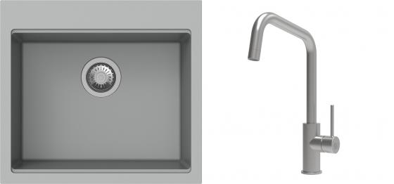 K-StrongSinks S3 Set dřez Ipel 560x510mm granit šedá + Baterie Arda nerez