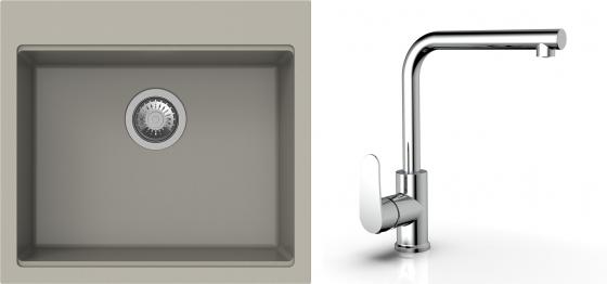 K-StrongSinks S3 Set dřez Ipel 560x510mm granit béžová + Baterie  Stréva chrom