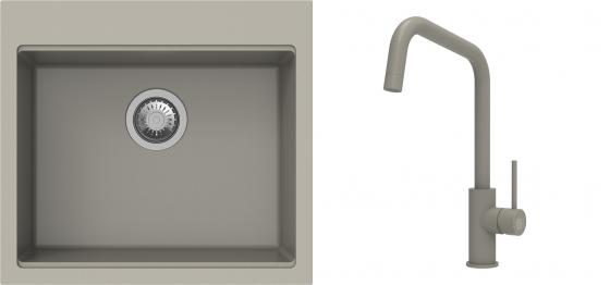 K-StrongSinks S3 Set dřez Ipel 560x510mm granit béžová + Baterie Arda béžová