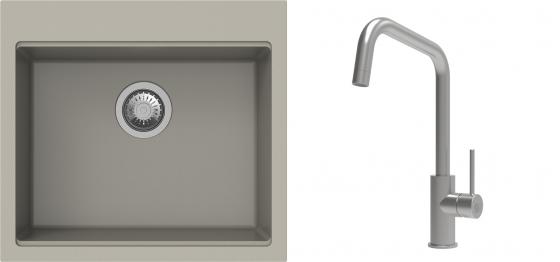 K-StrongSinks S3 Set dřez Ipel 560x510mm granit béžová + Baterie Arda nerez