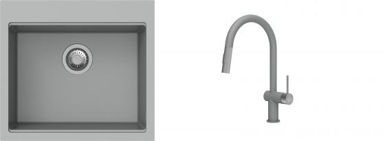 K-StrongSinks S3 Set dřez Ipel 560x510mm granit šedá + Baterie Neris šedá