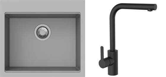 K-StrongSinks S3 Set dřez Ipel 560x510mm granit šedá + Baterie Ipoly černá