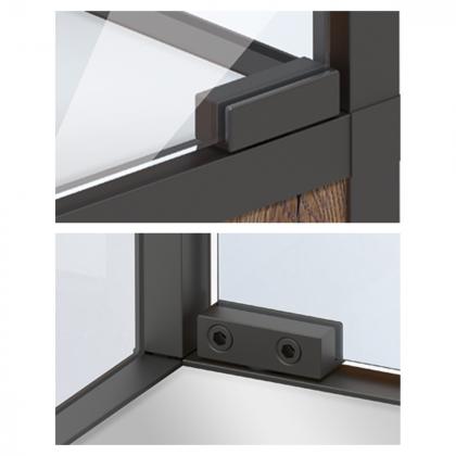 HETTICH 9303928 Cadro charniére pour porte en verre avec butée, jeu, noir mat