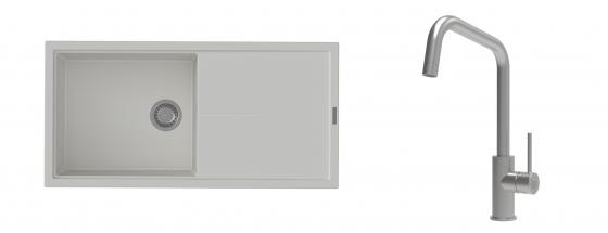 K-StrongSinks S3 évier granit Labe 1000x500mm blanc + robinet Arda inox