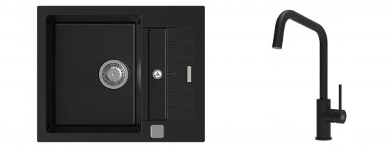K-StrongSinks S3 évier granit Vardar 615x500mm noir + robinet  Arda noir